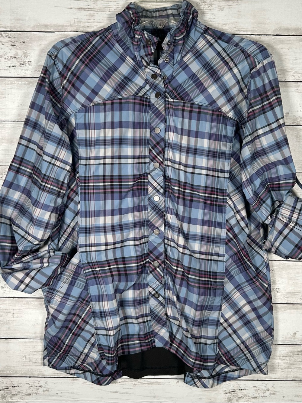 Kerrits Triple Chill Sun UPF +50 Snap Tab Sleeve Stretch Equestrian Shirt L